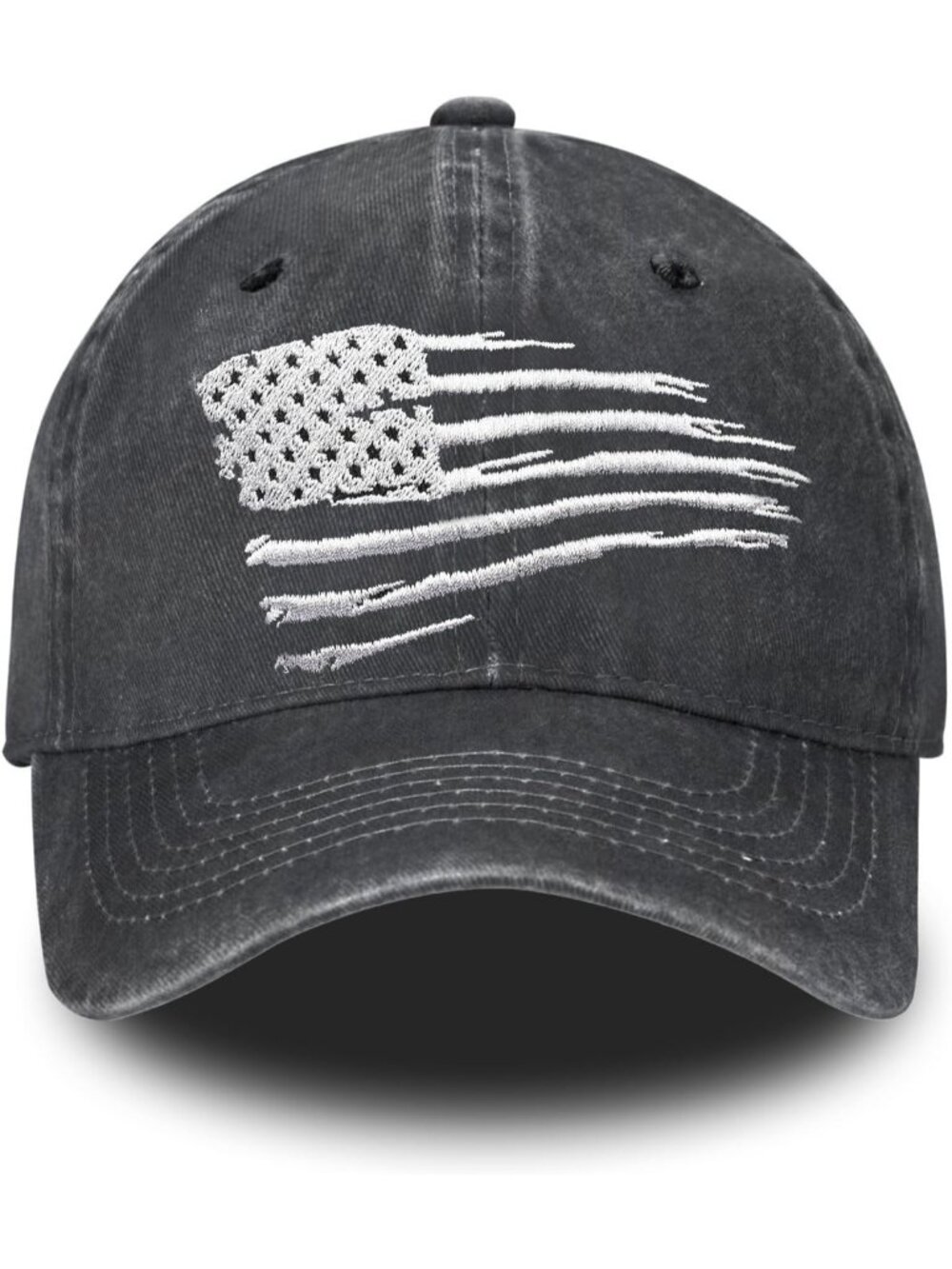 Unisax Black Usa Flag Embroidered Vintage Adjustable Distressed Baseball Hat